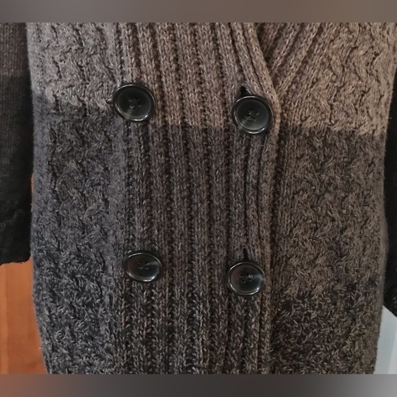 Jones New York Hombre Style Dble Breasted Mixed Knit Style Cardigan Sweater Sz L - Picture 3 of 10